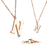 Rose Gold Plated Alphabet Initial Pendant With Chain Necklaces