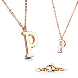 Rose Gold Plated Alphabet Initial Pendant With Chain Necklaces