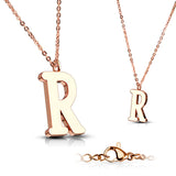 Rose Gold Plated Alphabet Initial Pendant With Chain Necklaces
