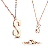 Rose Gold Plated Alphabet Initial Pendant With Chain Necklaces