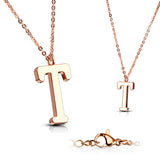 Rose Gold Plated Alphabet Initial Pendant With Chain Necklaces