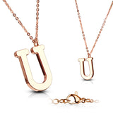 Rose Gold Plated Alphabet Initial Pendant With Chain Necklaces