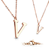 Rose Gold Plated Alphabet Initial Pendant With Chain Necklaces