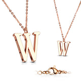 Rose Gold Plated Alphabet Initial Pendant With Chain Necklaces