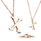 Rose Gold Plated Alphabet Initial Pendant With Chain Necklaces