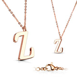 Rose Gold Plated Alphabet Initial Pendant With Chain Necklaces