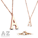 Rose Gold Plated Alphabet Initial Pendant With Chain Necklaces