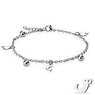 Dolphin and Ball Dangling Charm 316L Stainless Steel Chain Anklet / Bracelet
