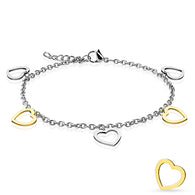 Gold and Silver Heart Charm Dangling Chain Anklet / Bracelet