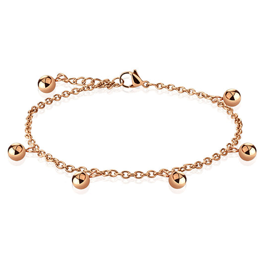 Multi Dangle Ball Beads Charm Rose Gold Chain Anklet / Bracelet