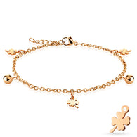 Shamrock and Ball Dangling Charm Rose Gold Chain Anklet / Bracelet