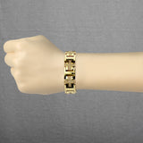 Gold IP over Stainless Steel Bracelet with Gem Paved Crosses