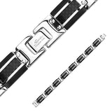 Black IP and Steel Two Tone Bracelet with Black Carbon Fiber Inlay