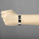 Black IP and Steel Two Tone Bracelet with Black Carbon Fiber Inlay