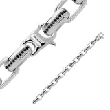 Black CZ Lined Box Links Stainless Steel Bracelet