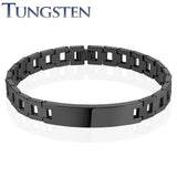 Black IP Hollow Square Chains ID Plate Tungsten Carbide Chain Bracelet
