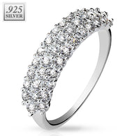 Triple Lined CZ .925 Sterling Silver Ring with Authentic Rodium Finish