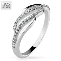 CZ Wave .925 Sterling Silver Ring with Authentic Rodium Finish