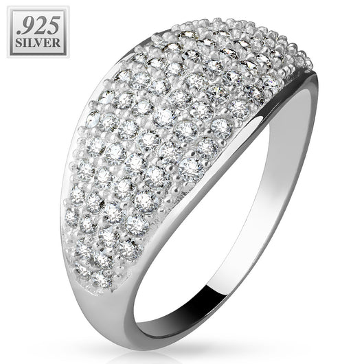 CZ Dome .925 Sterling Silver Rings with Authentic Rhodium Finish