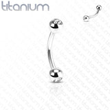 Basic Grade 23 Solid Titanium Double CZ Curved Barbells Eyebrow Rings
