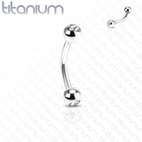 Basic Grade 23 Solid Titanium Double CZ Curved Barbells Eyebrow Rings