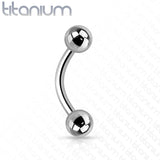 Basic Grade 23 Solid Titanium Curved Barbells Eyebrow Rings 14G