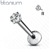 Grade 23 Titanium Square 2mm CZ Labret Monroe Studs 16GA