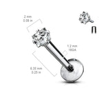 Grade 23 Titanium Square 2mm CZ Labret Monroe Studs 16GA