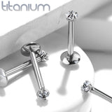 Grade 23 Titanium Square 2mm CZ Labret Monroe Studs 16GA