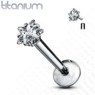 Grade 23 Titanium 3mm Star CZ Labret Monroe Studs 16GA