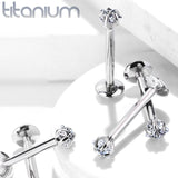 Grade 23 Titanium 3mm Star CZ Labret Monroe Studs 16GA