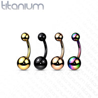 PVD Over Titanium Navel Ring with Plain Balls