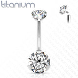 8 mm Round CZ Solid Titanium Belly Button Rings 14G 1/2"