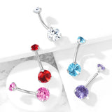 8 mm Prong Set Round CZ Solid Titanium Belly Button Rings