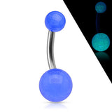 Solid Titanium Navel Belly Button Rings With Gold In The Dark Balls 14GA