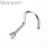 Prong Set 2 mm CZ Titanium Nose Screw Stud Ring