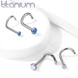 2 mm 3mm Opal Bezel Set Ball Top Implant Grade Titanium Nose Screw Rings