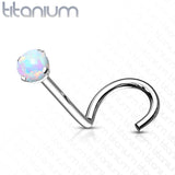 G23 Solid Titanium Prong Set Opal Top Nose Screw Ring