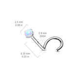G23 Solid Titanium Prong Set Opal Top Nose Screw Ring