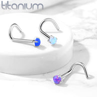 G23 Solid Titanium Prong Set Opal Top Nose Screw Ring