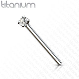 Prong Set 2 mm CZ Titanium Fishtail Nose Bone Stud Ring