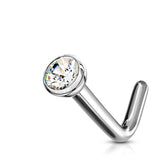 Press Fit 2mm CZ Titanium L Blend Nose Stud Ring