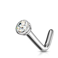 Press Fit 2mm CZ Titanium L Blend Nose Stud Ring