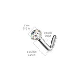 Prong Set CZ Grade 23 Solid Titanium L Blend Nose Stud Ring