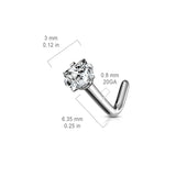 Square CZ Grade 23 Solid Titanium L Blend Nose Stud Ring