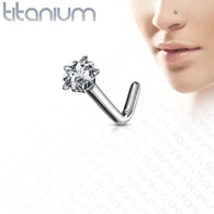 Star CZ Titanium L Blend Nose Stud Ring