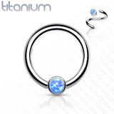 Implant Grade Titanium Opal  Captive Rings Ear Cartilage Nose Septum Ring