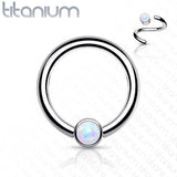 Implant Grade Titanium Opal  Captive Rings Ear Cartilage Nose Septum Ring