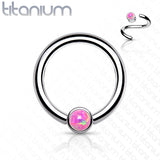 Implant Grade Titanium Opal  Captive Rings Ear Cartilage Nose Septum Ring