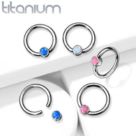 Implant Grade Titanium Opal  Captive Rings Ear Cartilage Nose Septum Ring